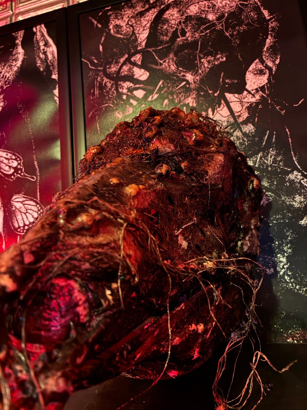 A mask and special effects piece made at Tomb Gallery
