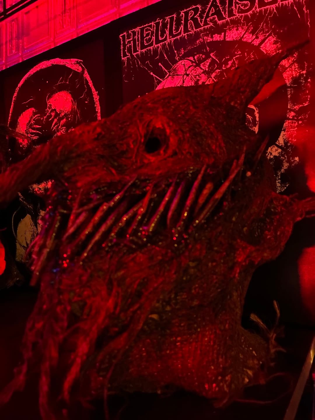 A mask and special effects piece made at Tomb Gallery
