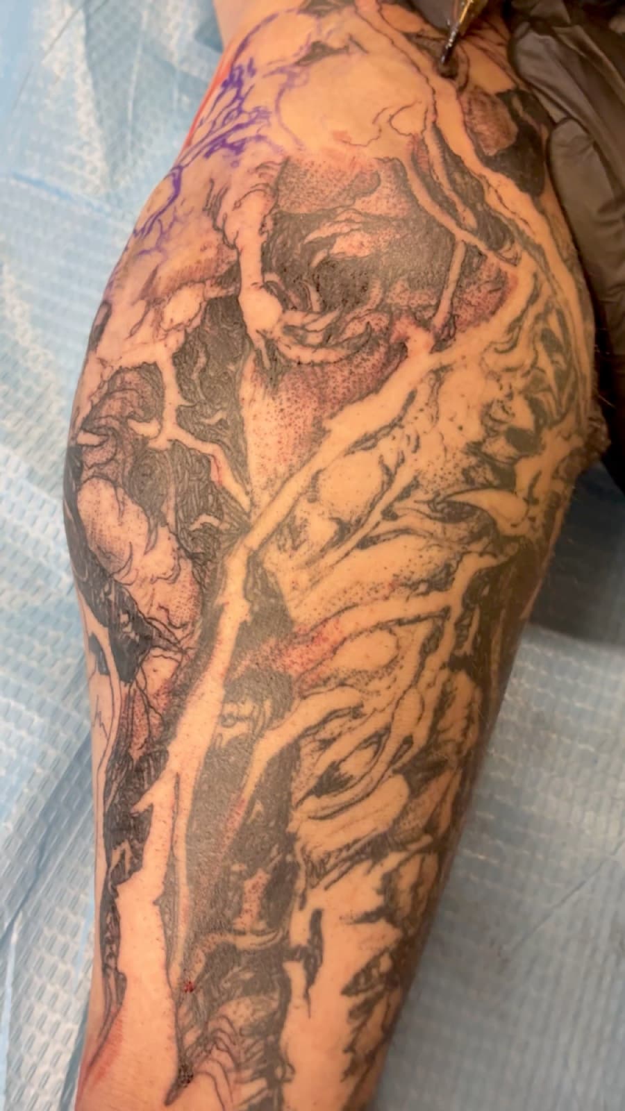 Blackwork tattoo by Markus at Tomb Gallery in Salem
