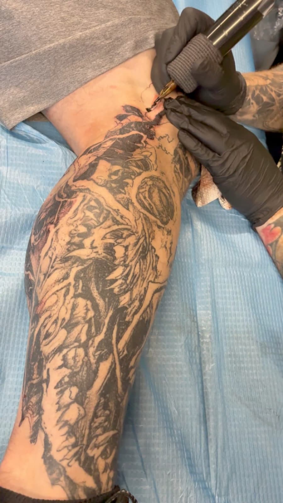 Blackwork tattoo by Markus at Tomb Gallery in Salem
