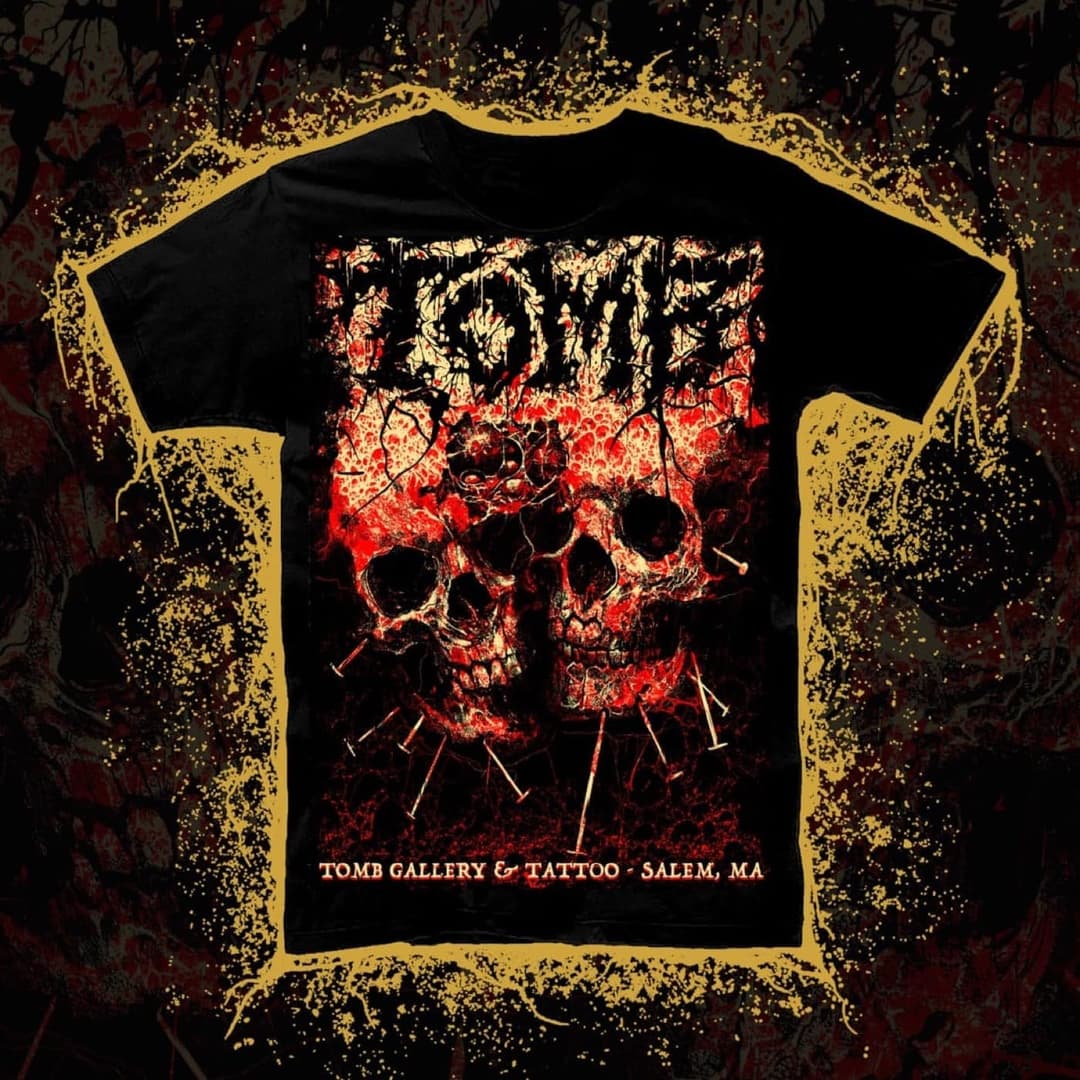 Blood Skulls, an original horror design by the artists at Tomb Gallery in Salem